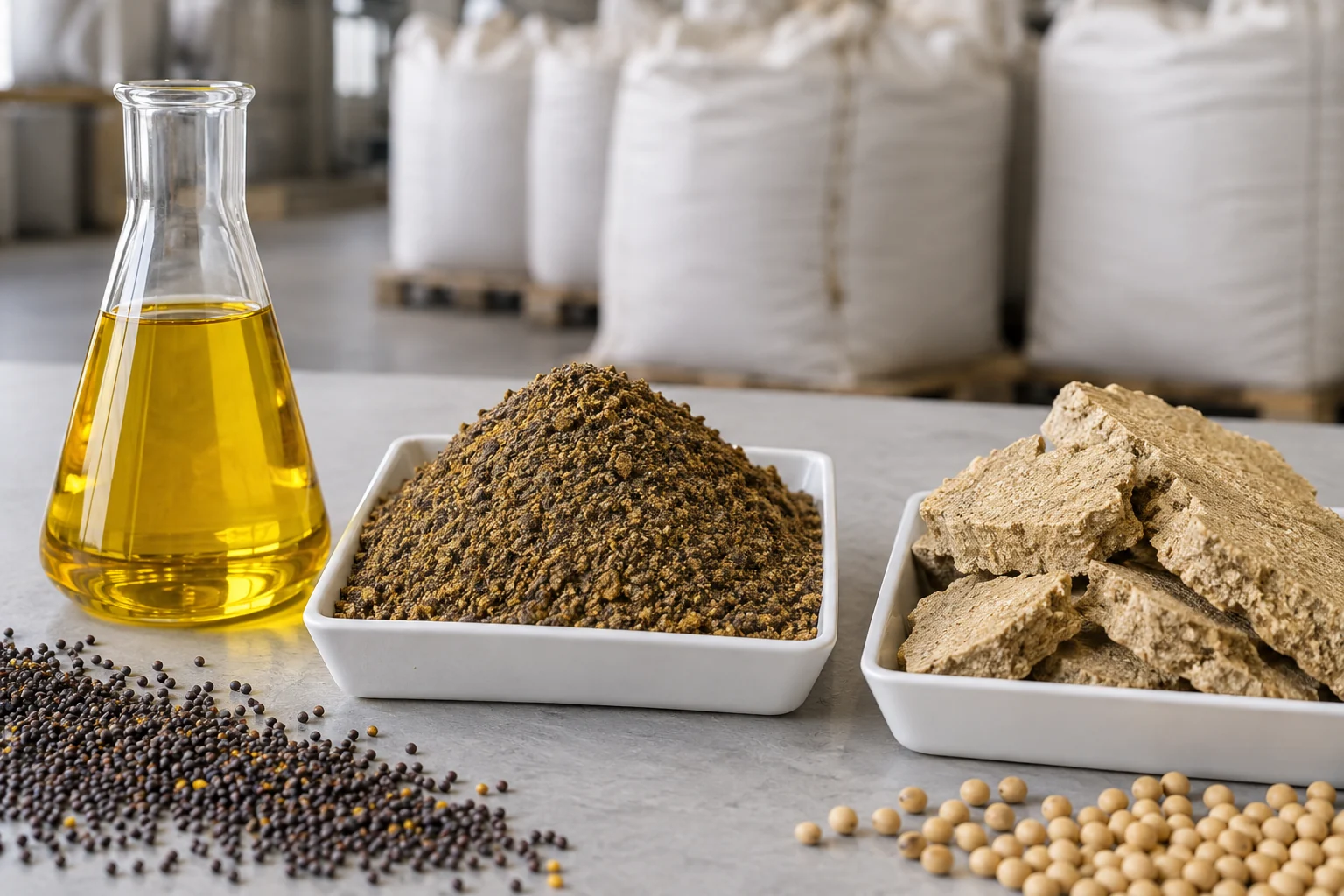 Олія та продукти переробки олійного насіння — тематична ілюстрація